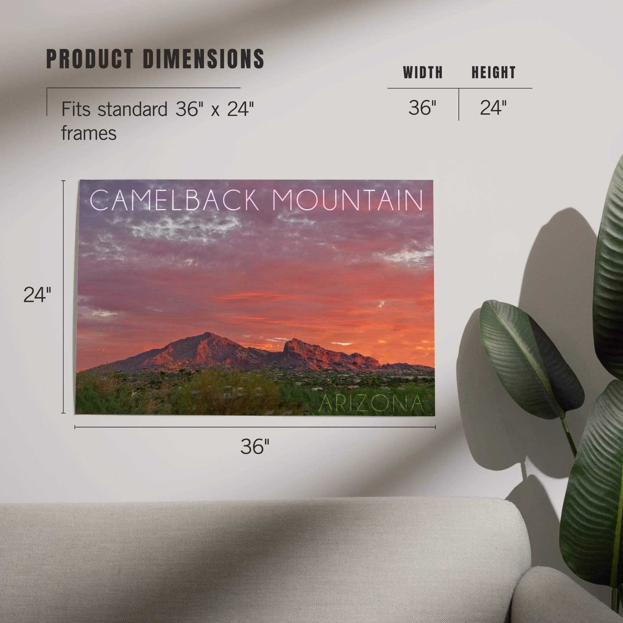 Camelback Mountain, Arizona, Sunset Photography art prints, metal