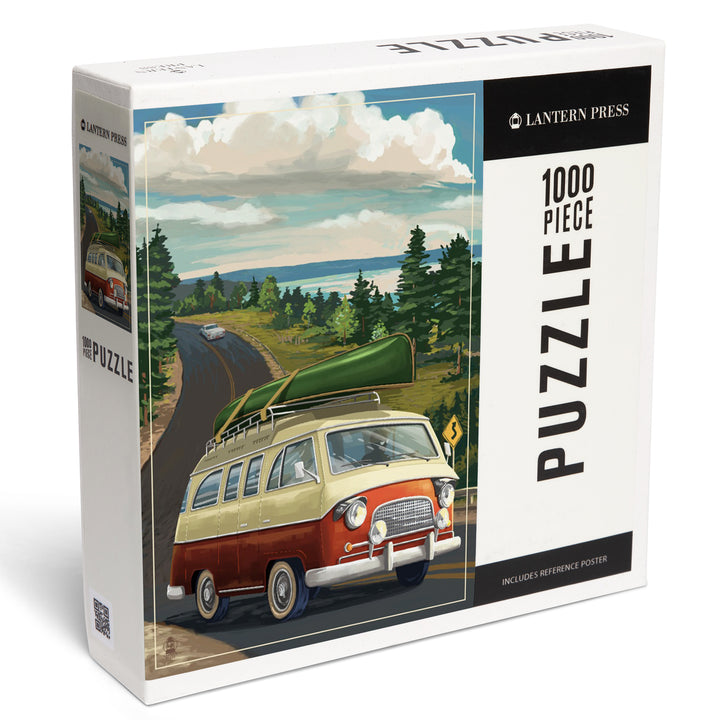 Camper Van, Canoe, Jigsaw Puzzle Puzzle Lantern Press 