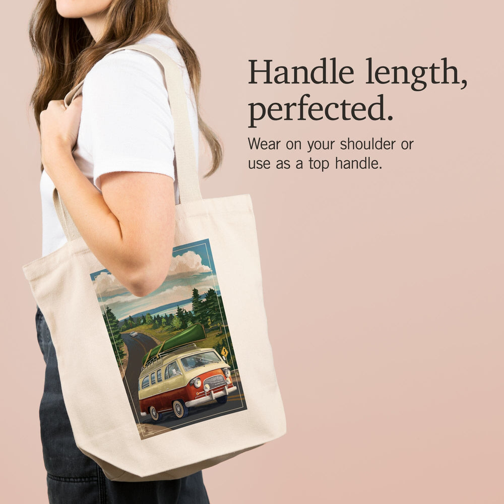 Camper Van, Canoe, Tote Bag Totes Lantern Press 