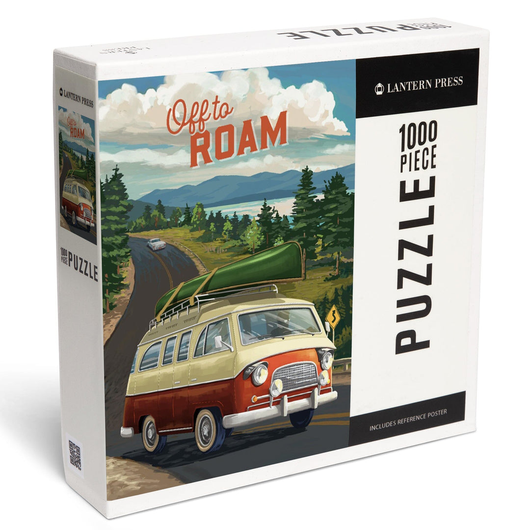 Camper Van, Off To Roam, Jigsaw Puzzle - Lantern Press