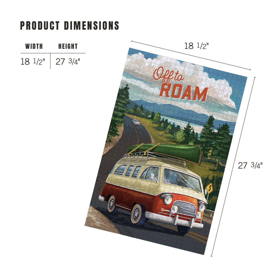 Camper Van, Off To Roam, Jigsaw Puzzle - Lantern Press