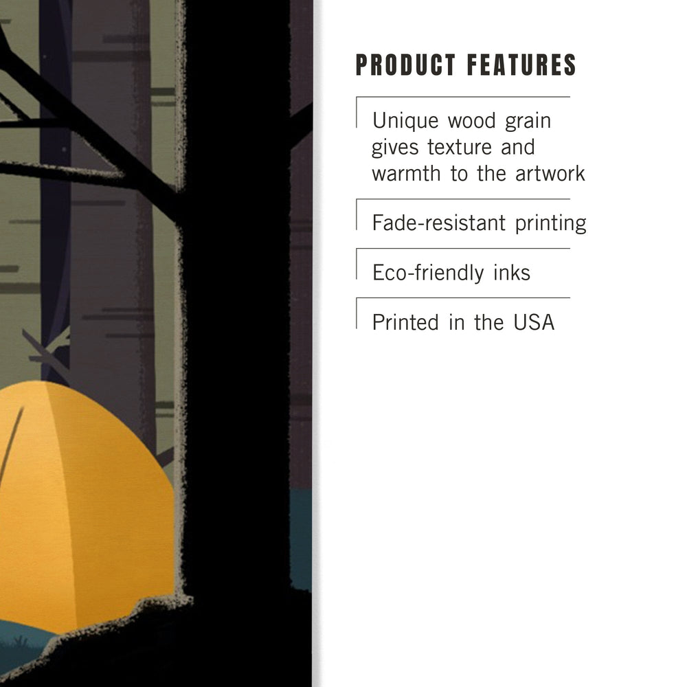 Camping by Cliffside at Night, Pop Sky, Lantern Press Artwork, Wood Signs and Postcards - Lantern Press