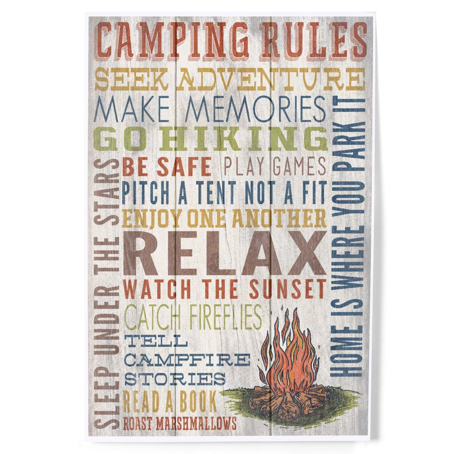 Camping Rules, Home Is Where You Park It, Rustic Typography, Art & Giclee Prints Art Lantern Press 