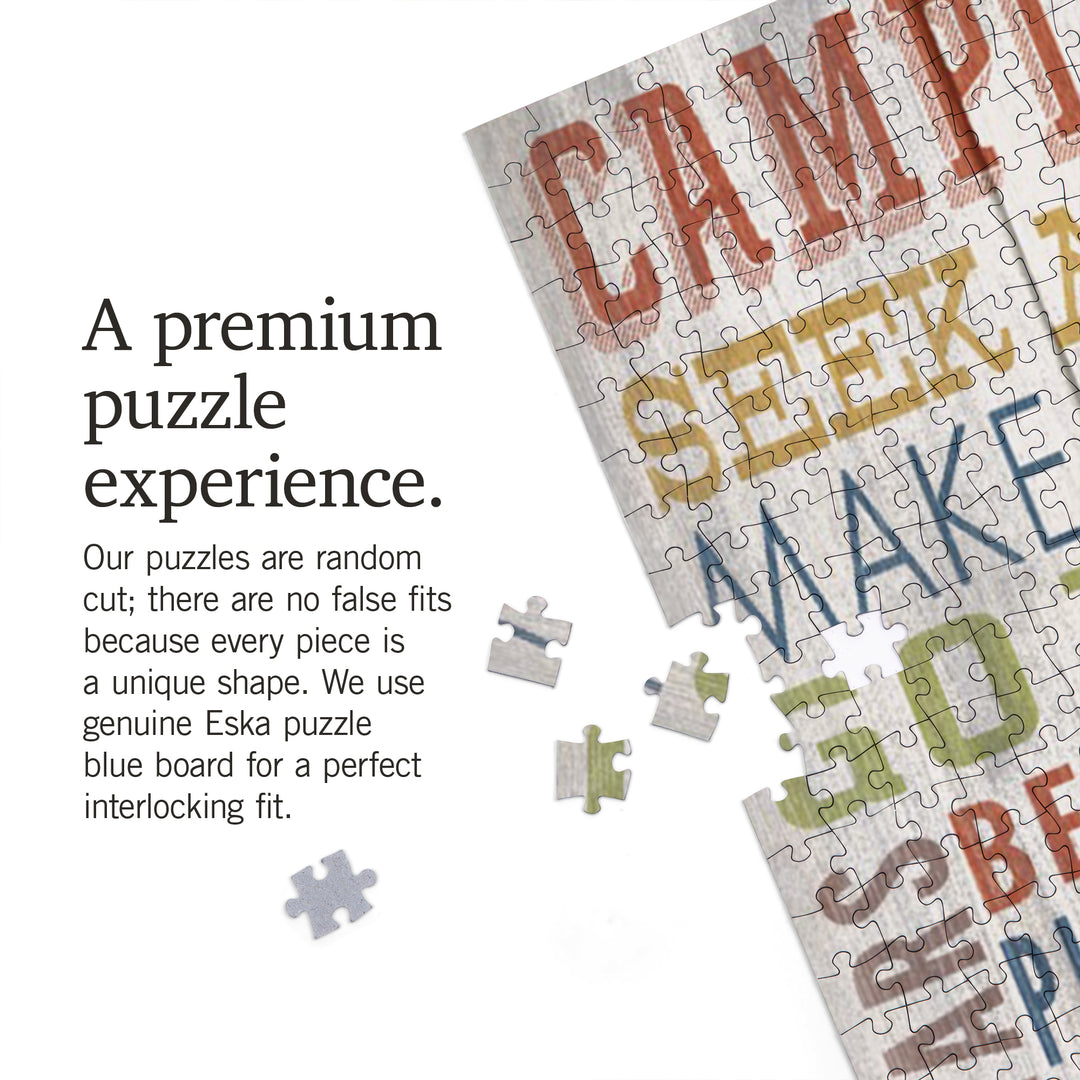 Camping Rules, Home Is Where You Park It, Rustic Typography, Jigsaw Puzzle Puzzle Lantern Press 