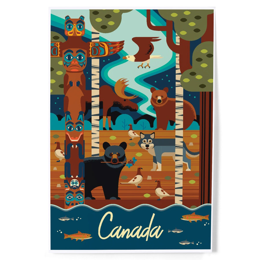 Canada, Animals, Geometric, Art & Giclee Prints Art Lantern Press 