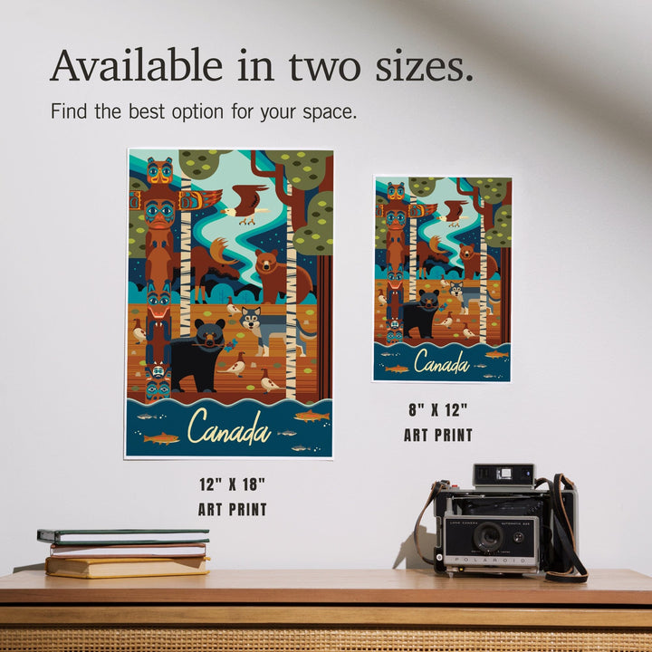 Canada, Animals, Geometric, Art & Giclee Prints Art Lantern Press 
