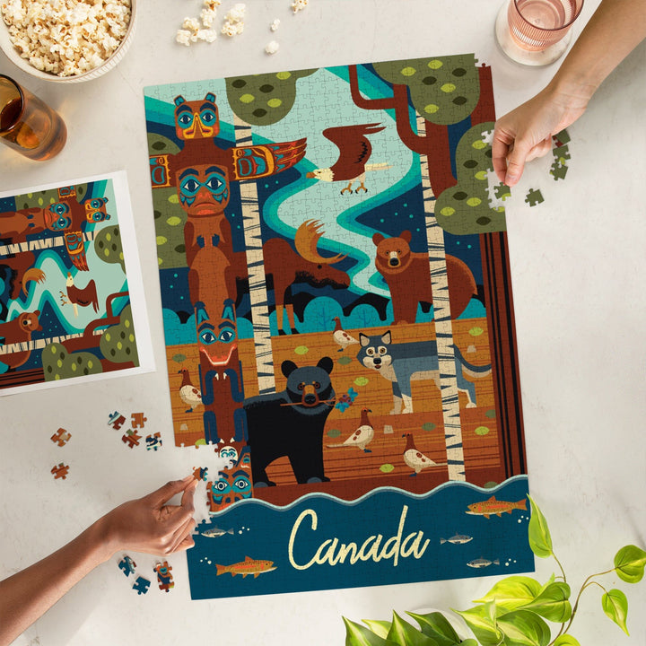 Canada, Animals, Geometric, Jigsaw Puzzle Puzzle Lantern Press 