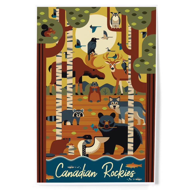 Canada, Forest Animals, Geometric, Art & Giclee Prints Art Lantern Press 