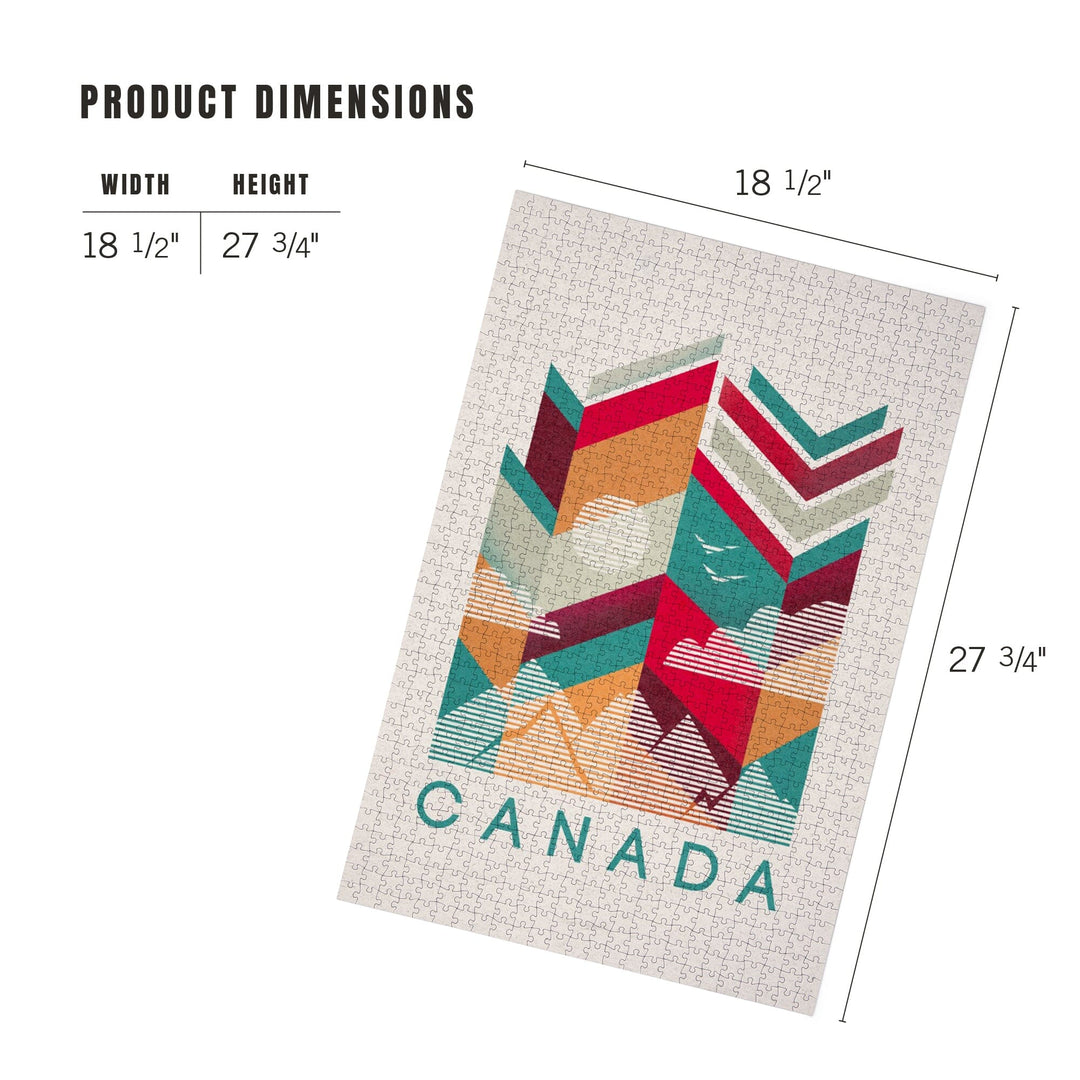 Canada, Geometric Line Art, Jigsaw Puzzle Puzzle Lantern Press 