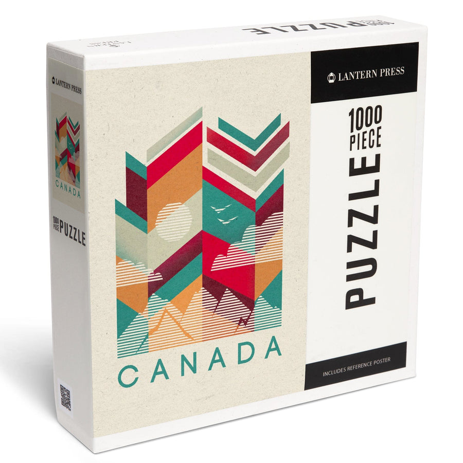 Canada, Geometric Line Art, Jigsaw Puzzle Puzzle Lantern Press 