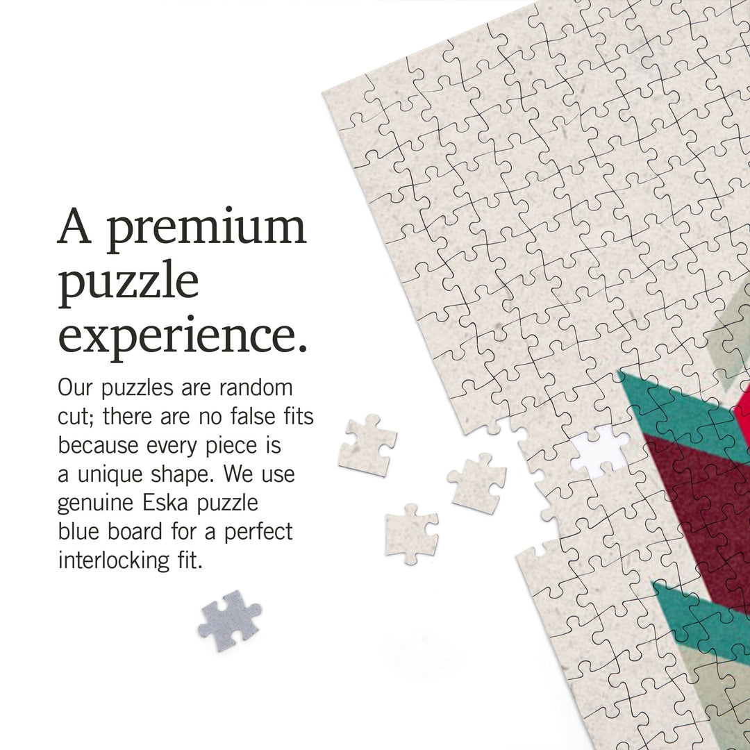 Canada, Geometric Line Art, Jigsaw Puzzle Puzzle Lantern Press 