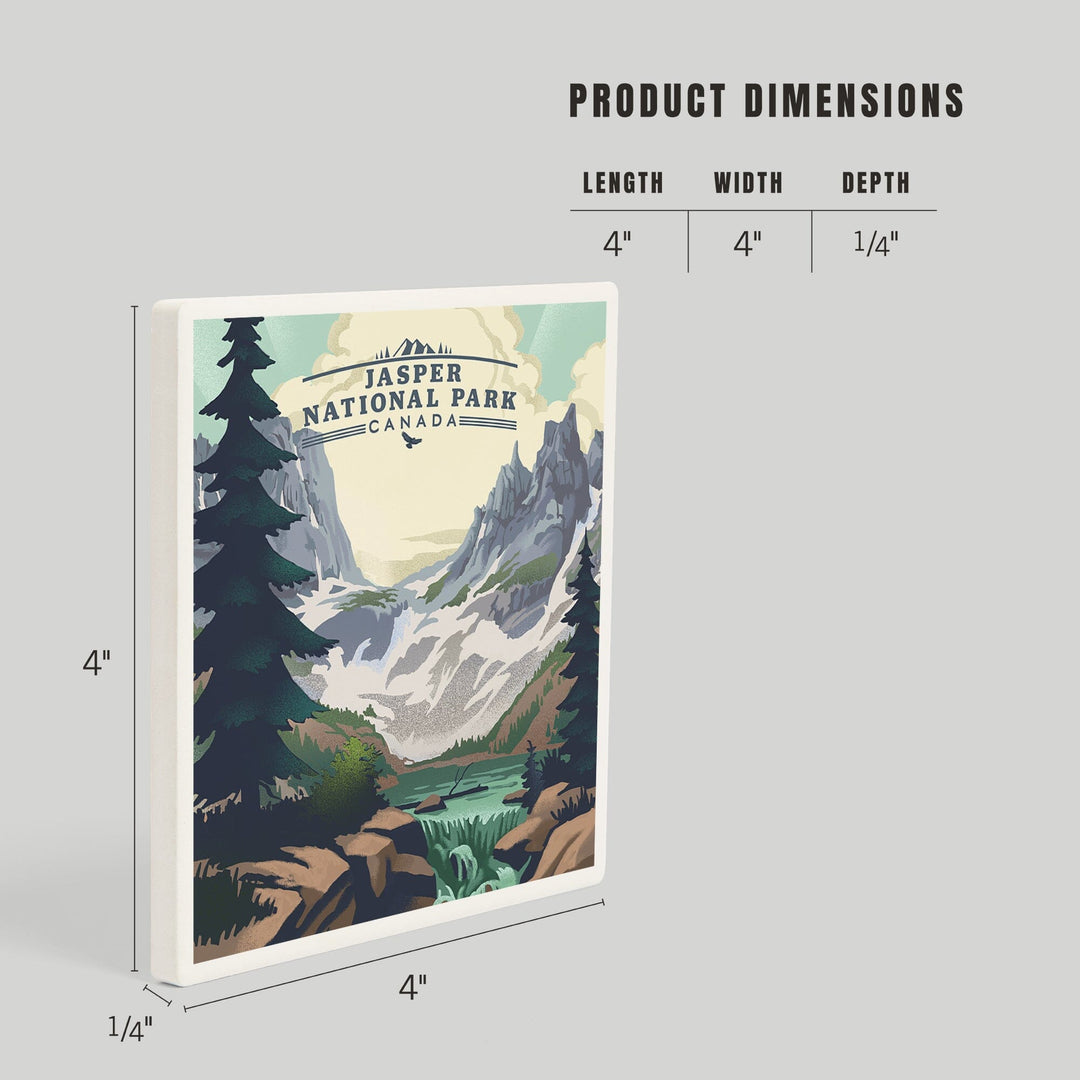 Canada, Jasper National Park, Lake, Lithograph, Coasters Coasters Lantern Press 