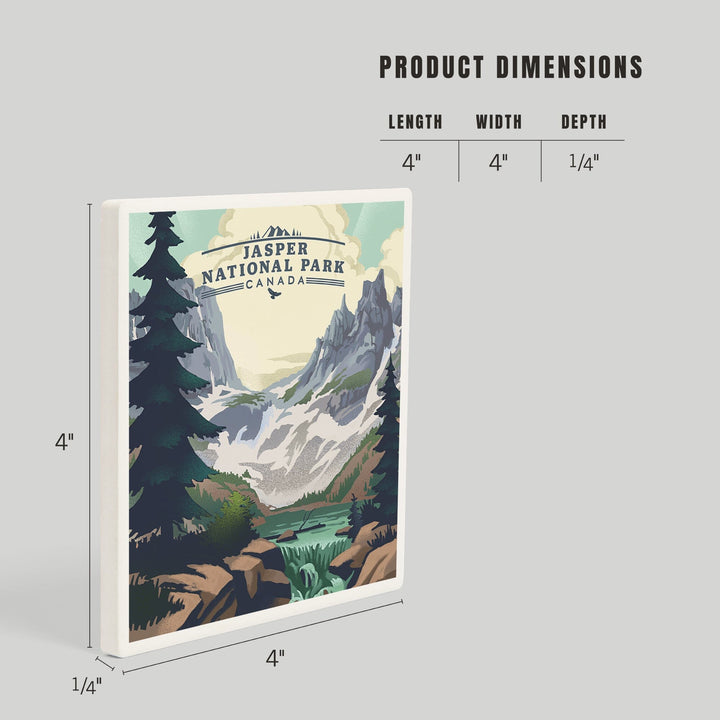 Canada, Jasper National Park, Lake, Lithograph, Coasters Coasters Lantern Press 