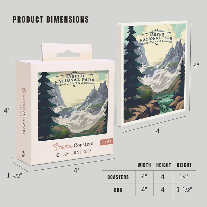 Canada, Jasper National Park, Lake, Lithograph, Coasters Coasters Lantern Press 
