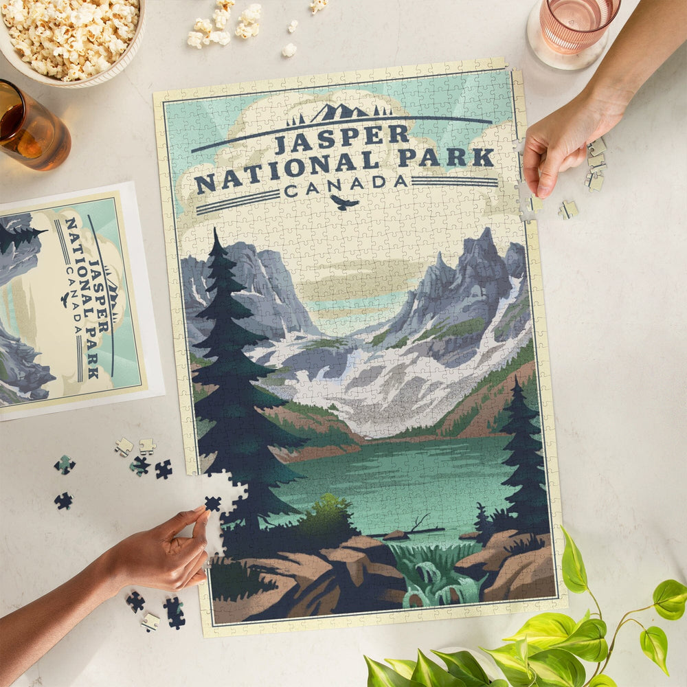 Canada, Jasper National Park, Lake, Lithograph, Jigsaw Puzzle Puzzle Lantern Press 