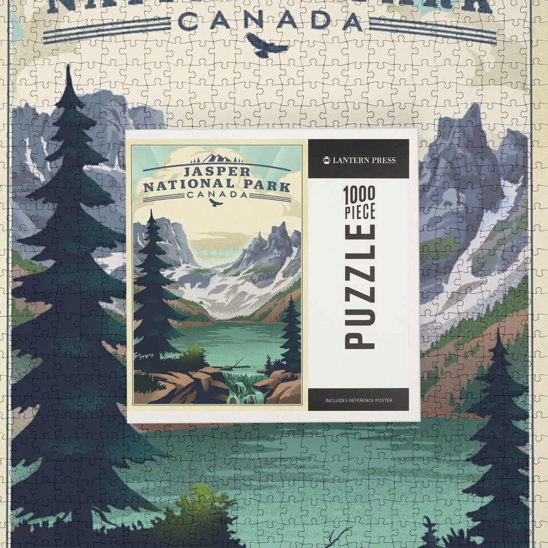 Canada, Jasper National Park, Lake, Lithograph, Jigsaw Puzzle Puzzle Lantern Press 