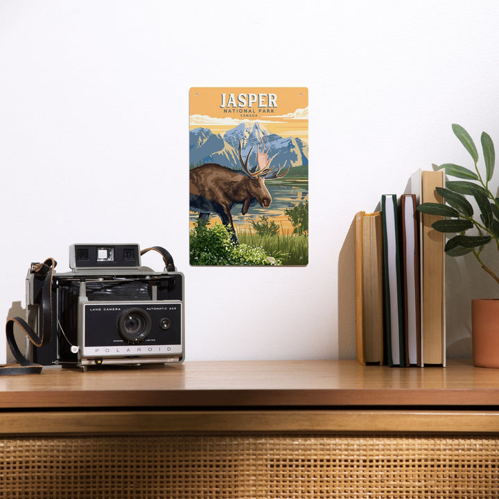 Canada, Jasper National Park, Moose, Painterly, Metal Signs Metal Lantern Press 