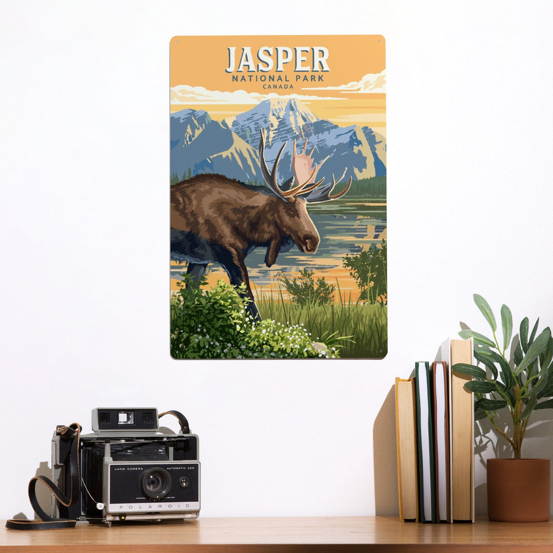 Canada, Jasper National Park, Moose, Painterly, Metal Signs Metal Lantern Press 