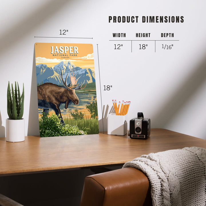 Canada, Jasper National Park, Moose, Painterly, Metal Signs Metal Lantern Press 