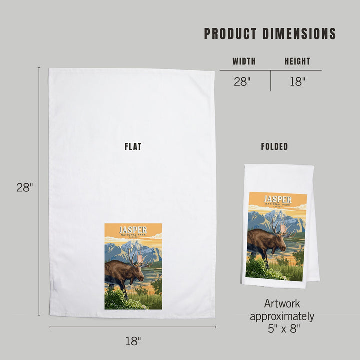 Canada, Jasper National Park, Moose, Painterly, Organic Cotton Kitchen Tea Towels Kitchen Lantern Press 