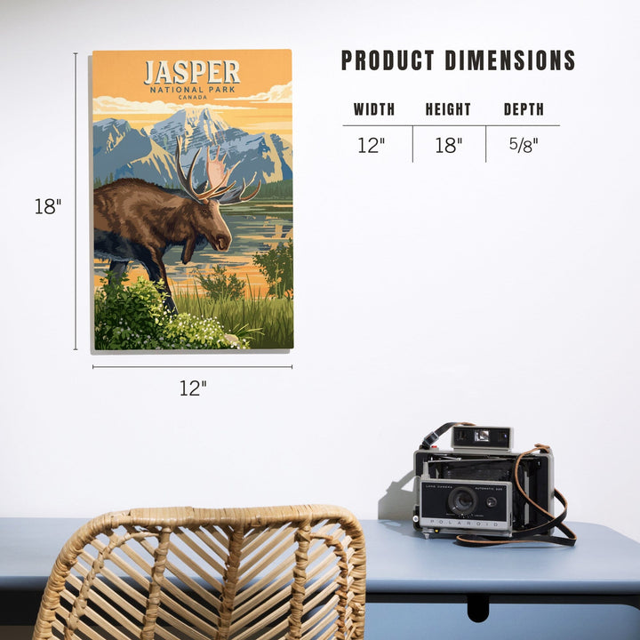 Canada, Jasper National Park, Moose, Painterly, Wood Signs and Postcards Wood Lantern Press 
