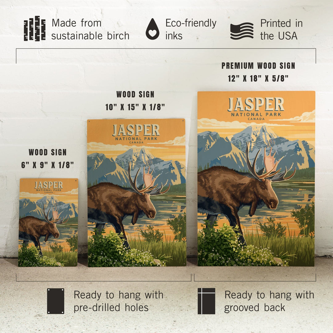 Canada, Jasper National Park, Moose, Painterly, Wood Signs and Postcards Wood Lantern Press 