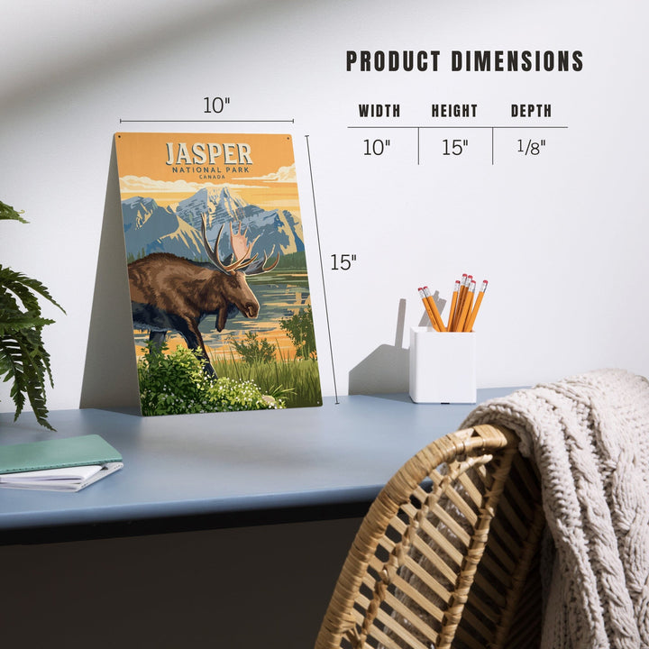 Canada, Jasper National Park, Moose, Painterly, Wood Signs and Postcards Wood Lantern Press 