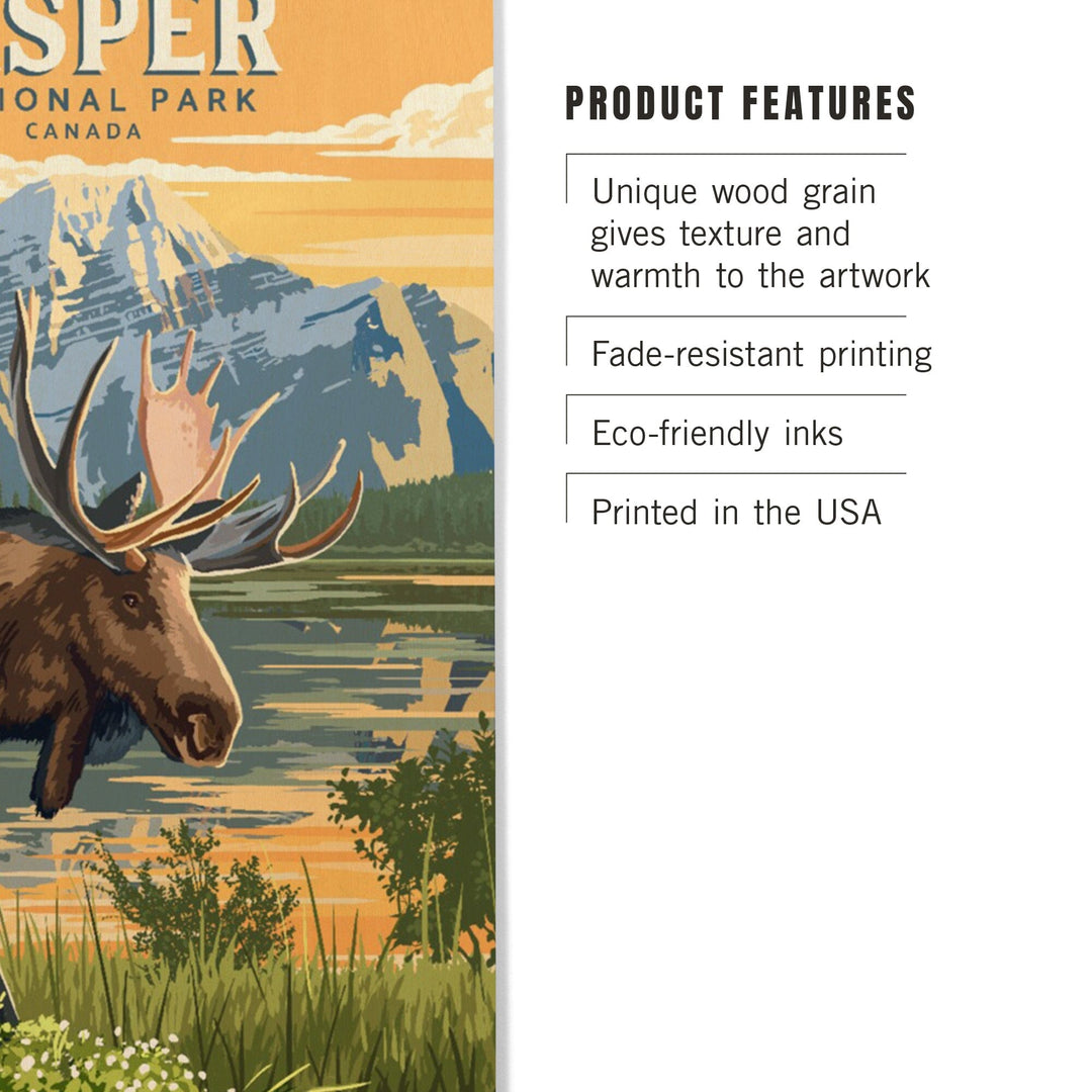 Canada, Jasper National Park, Moose, Painterly, Wood Signs and Postcards Wood Lantern Press 