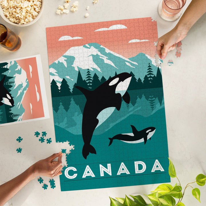 Canada, Orca Whale and Calf, Go Freestyle, Jigsaw Puzzle Puzzle Lantern Press 