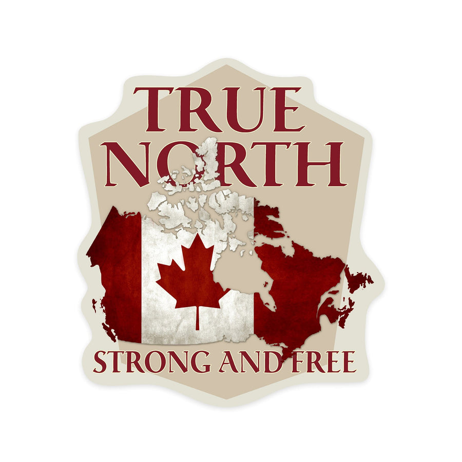 Canada, True North, Contour, Vinyl Sticker - Lantern Press