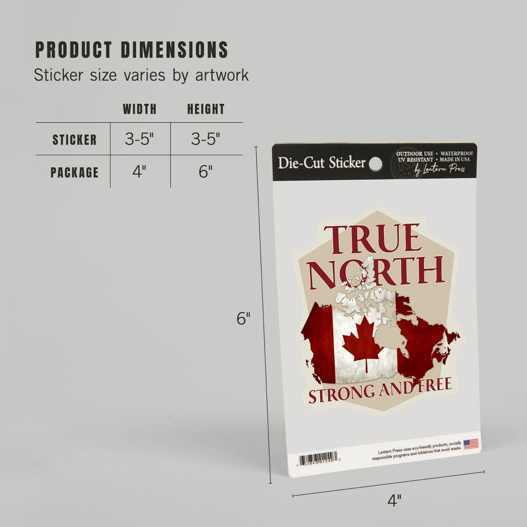 Canada, True North, Contour, Vinyl Sticker - Lantern Press