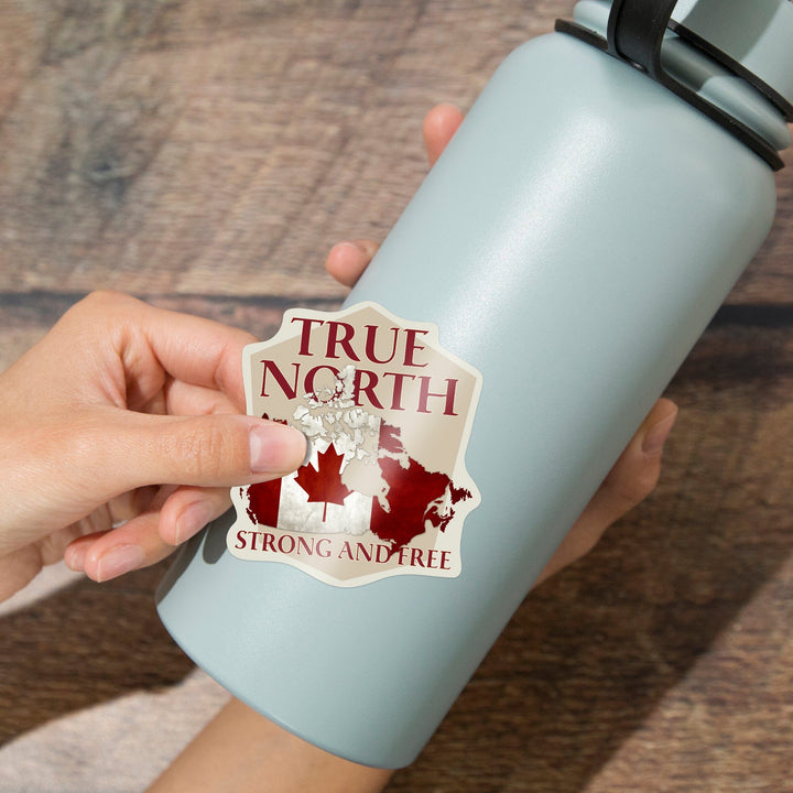 Canada, True North, Contour, Vinyl Sticker - Lantern Press