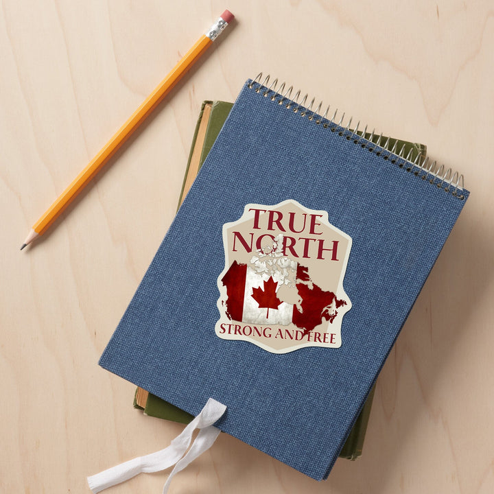 Canada, True North, Contour, Vinyl Sticker - Lantern Press