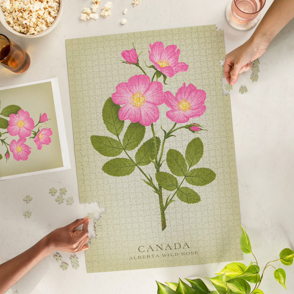 Canada, Vintage Flora, Alberta Wild Rose, Jigsaw Puzzle Puzzle Lantern Press 