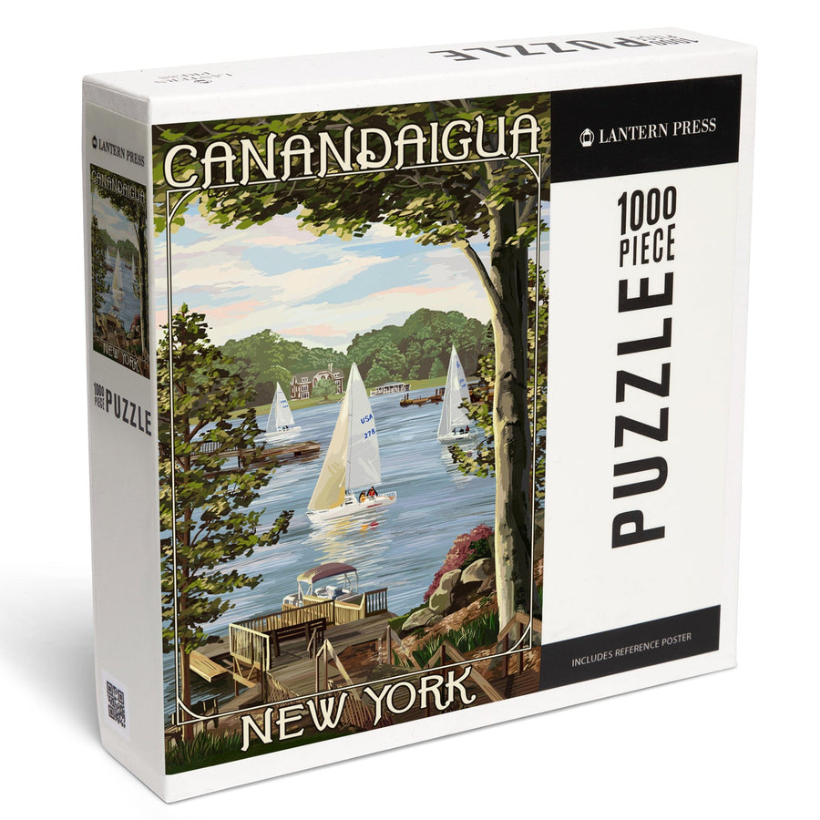 Canandaigua, New York, Lake View with Sailboats, Jigsaw Puzzle Puzzle Lantern Press 