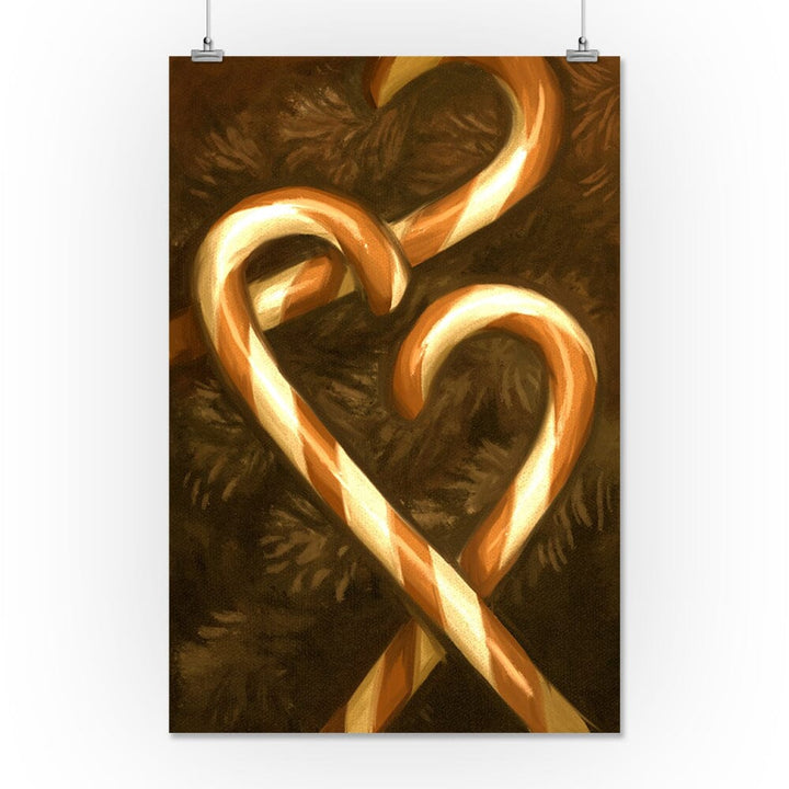 Candy Canes, Christmas Oil Painting, Art & Giclee Prints Art Lantern Press 16 x 24 Giclee Print 