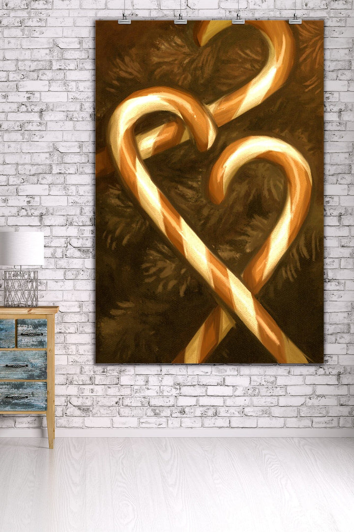 Candy Canes, Christmas Oil Painting, Art & Giclee Prints Art Lantern Press 36 x 54 Giclee Print 