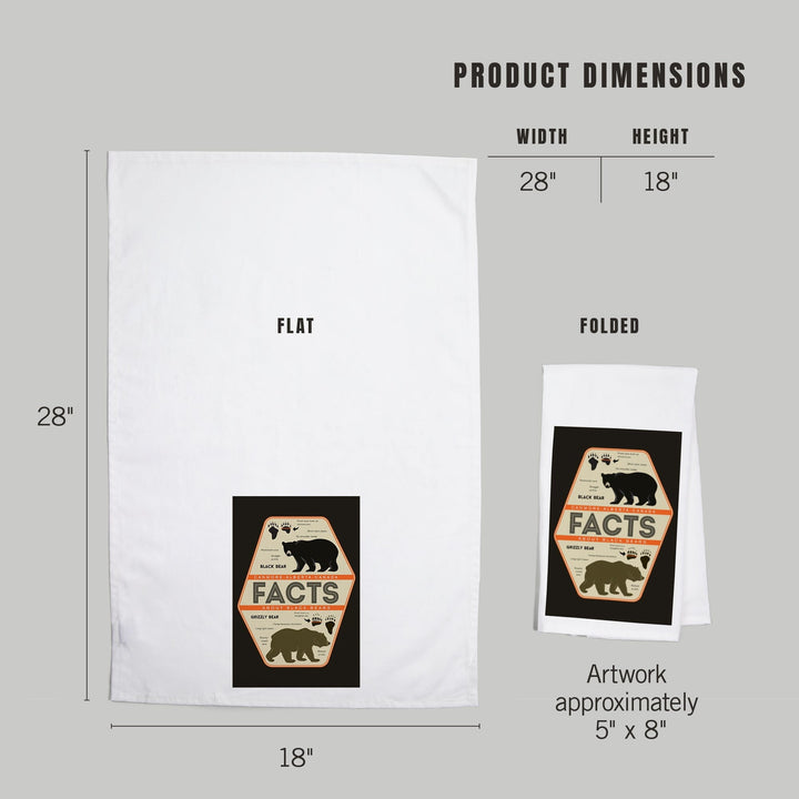 Canmore, Alberta, Canada, Facts About Bears, Grizzly and Black Bear, Contour, Organic Cotton Kitchen Tea Towels Kitchen Lantern Press 