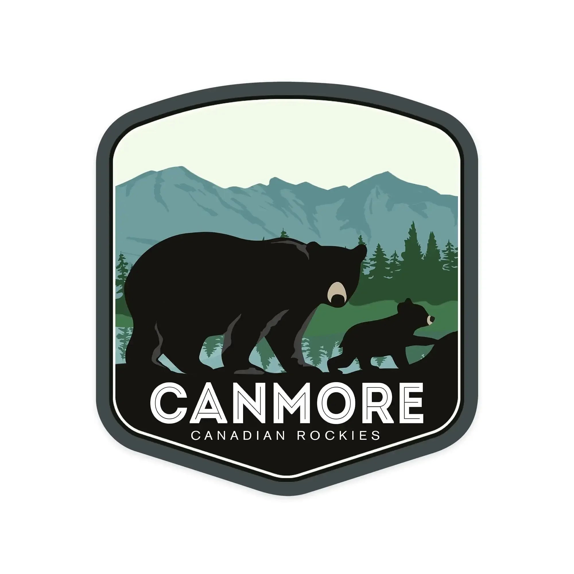 Canmore, Canada, Canadian Rockies, Black Bear and Cub, Contour, outdoor ...