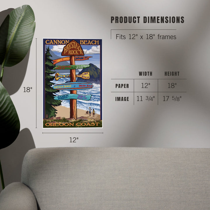 Cannon Beach, Oregon, Destinations Sign, Art & Giclee Prints - Lantern Press