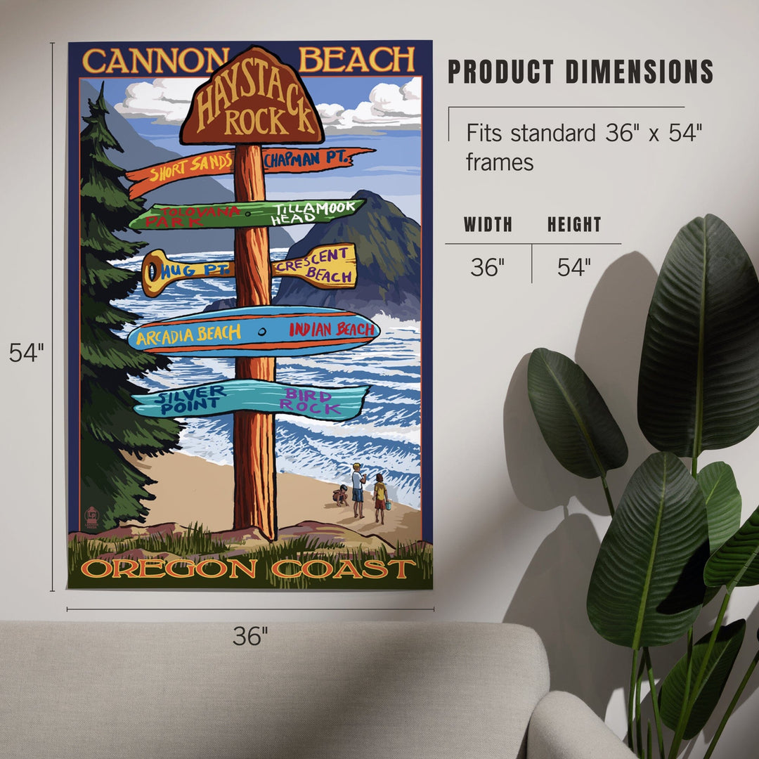 Cannon Beach, Oregon, Destinations Sign, Art & Giclee Prints - Lantern Press