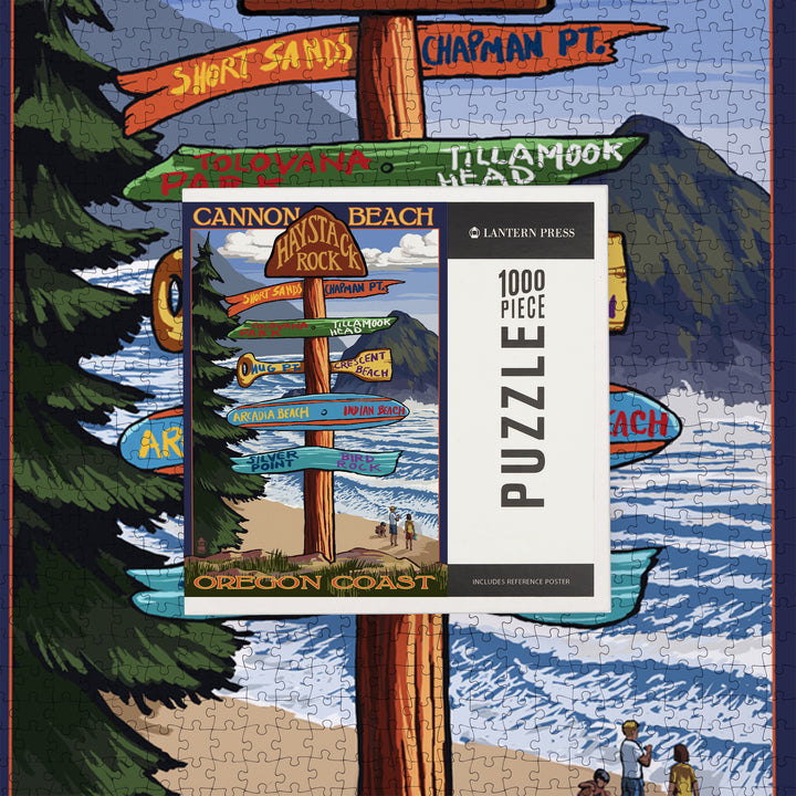 Cannon Beach, Oregon, Destinations Sign, Jigsaw Puzzle Puzzle Lantern Press 