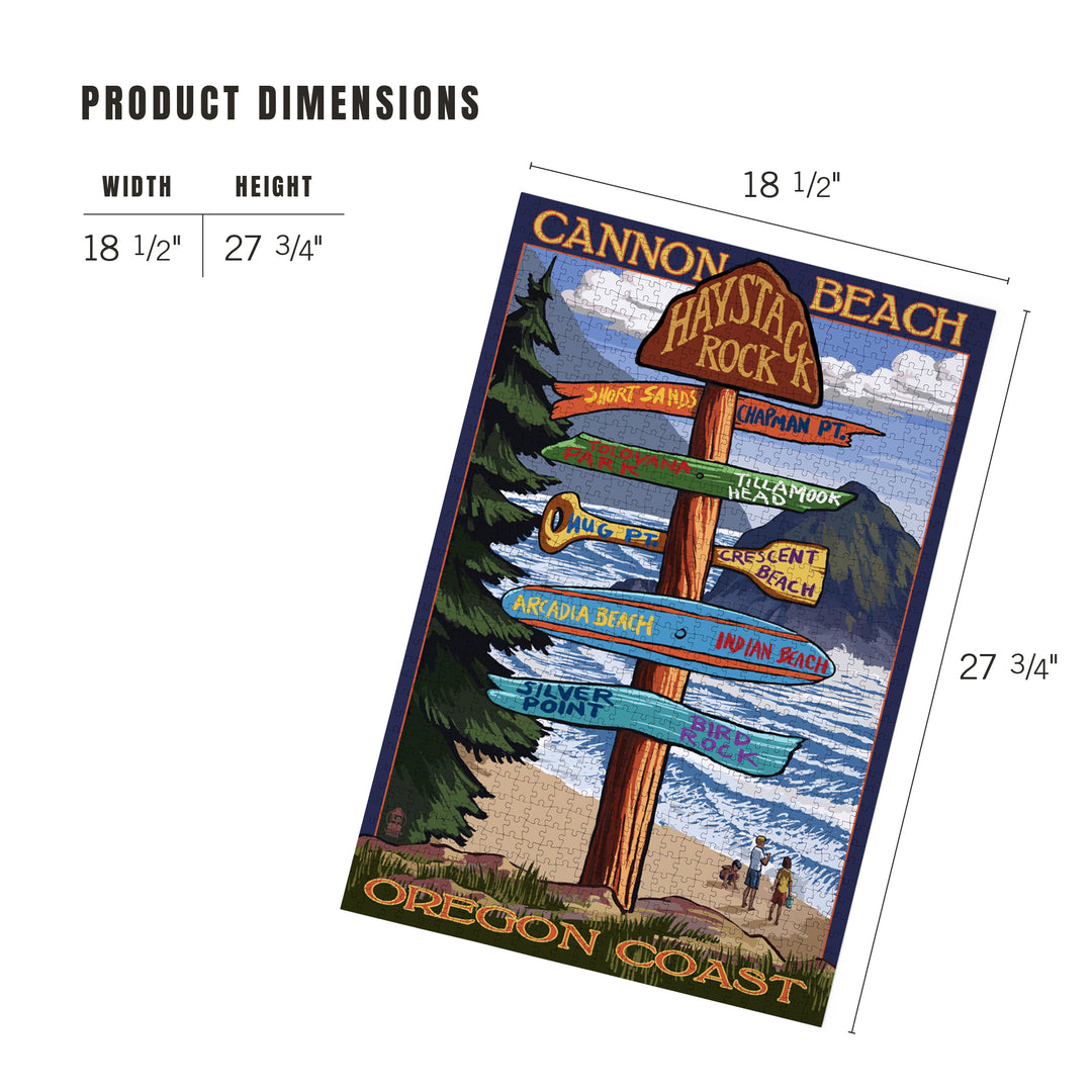 Cannon Beach, Oregon, Destinations Sign, Jigsaw Puzzle Puzzle Lantern Press 