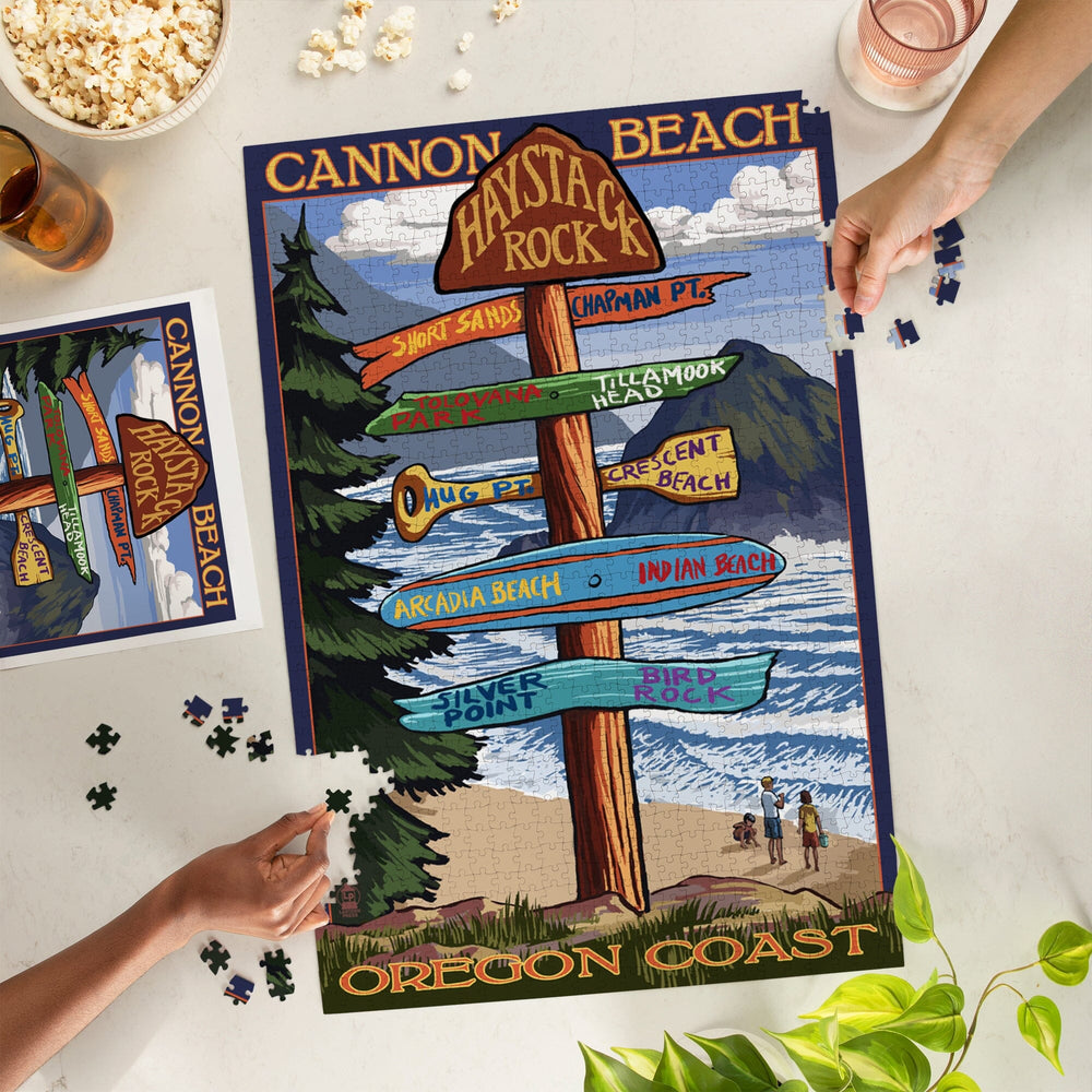 Cannon Beach, Oregon, Destinations Sign, Jigsaw Puzzle Puzzle Lantern Press 