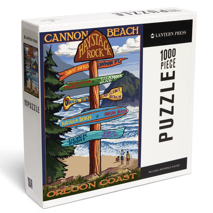 Cannon Beach, Oregon, Destinations Sign, Jigsaw Puzzle Puzzle Lantern Press 