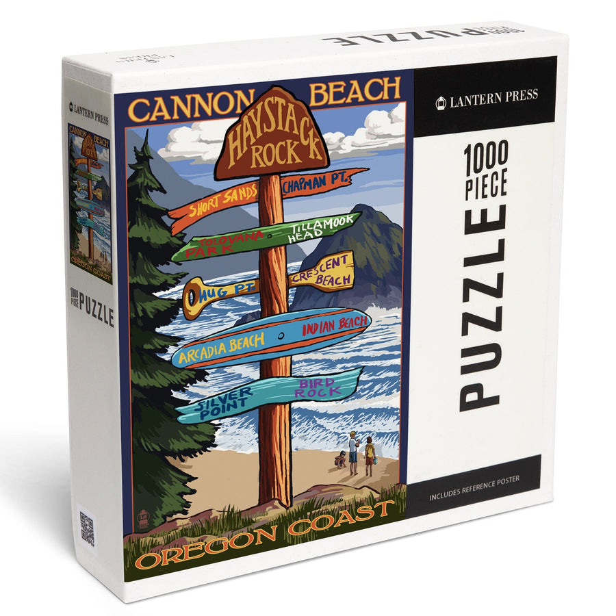 Cannon Beach, Oregon, Destinations Sign, Jigsaw Puzzle Puzzle Lantern Press 