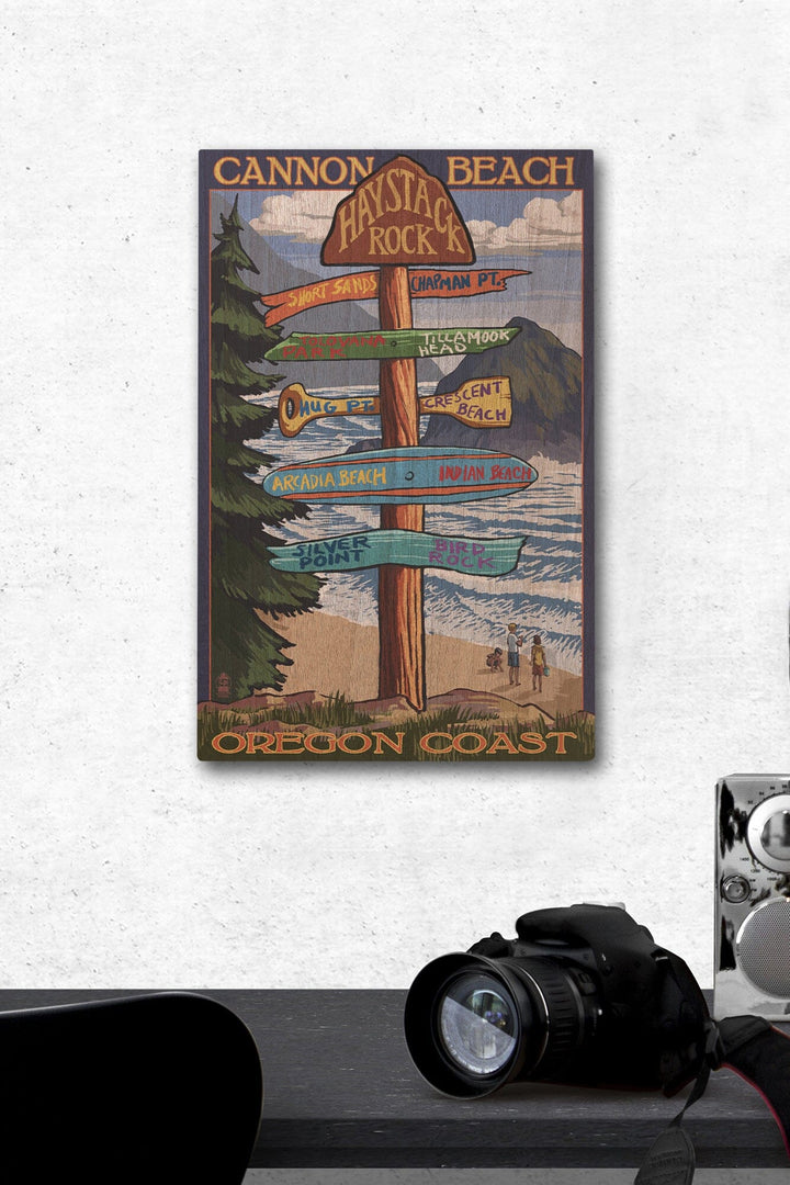 Cannon Beach, Oregon, Destinations Sign, Lantern Press Artwork, Wood Signs and Postcards - Lantern Press