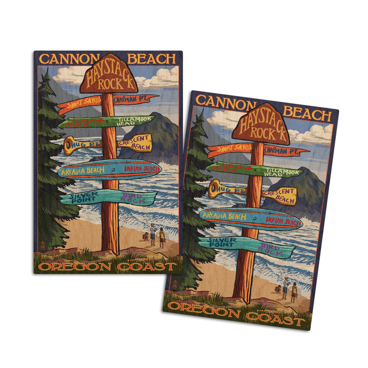 Cannon Beach, Oregon, Destinations Sign, Lantern Press Artwork, Wood Signs and Postcards - Lantern Press