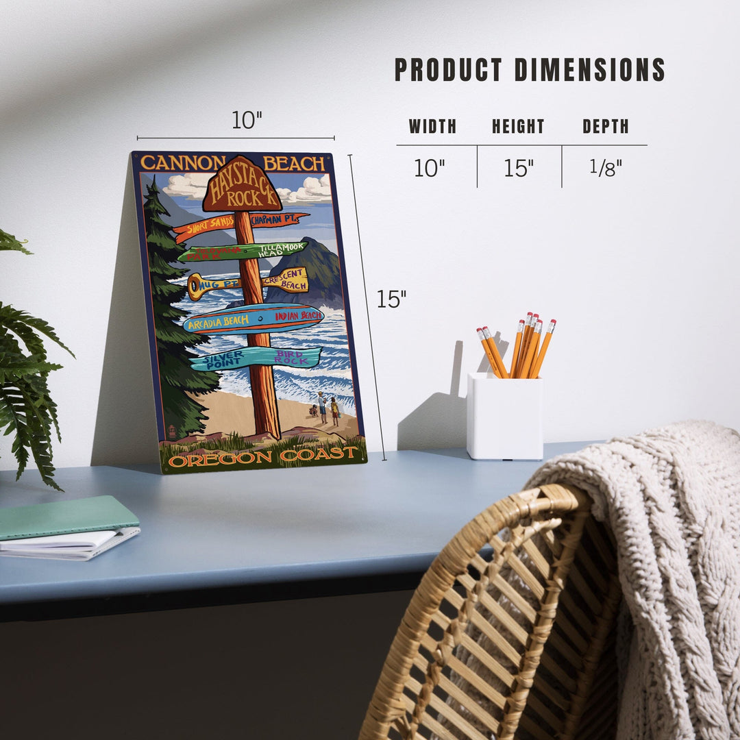 Cannon Beach, Oregon, Destinations Sign, Lantern Press Artwork, Wood Signs and Postcards - Lantern Press