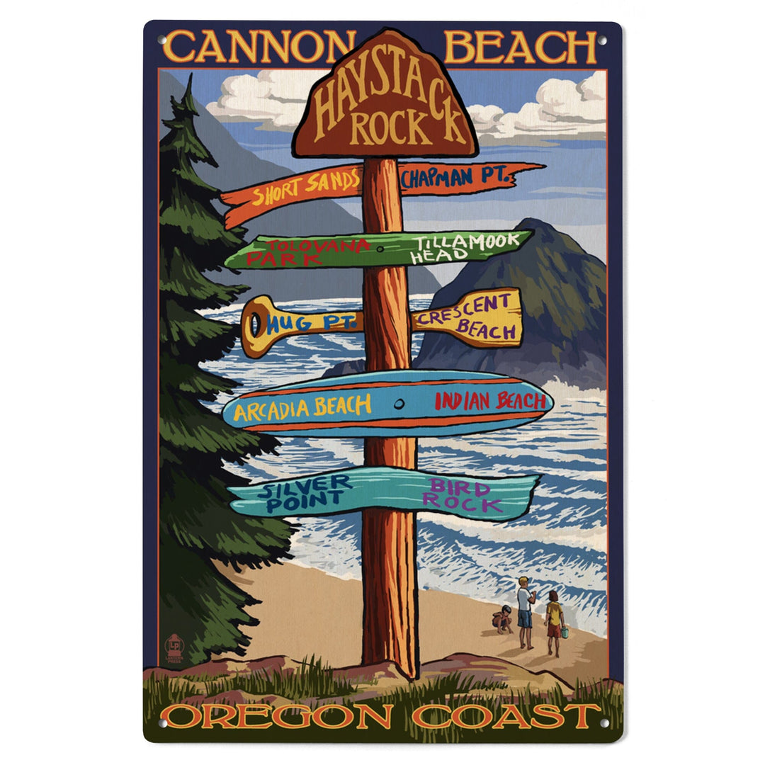 Cannon Beach, Oregon, Destinations Sign, Lantern Press Artwork, Wood Signs and Postcards - Lantern Press